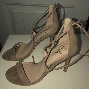 Nude lace up heels